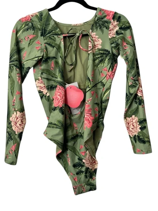 Aguabendita  X Target Peony Floral Print Long Sleeve One Piece Swimsuit Size M - Picture 3 of 12
